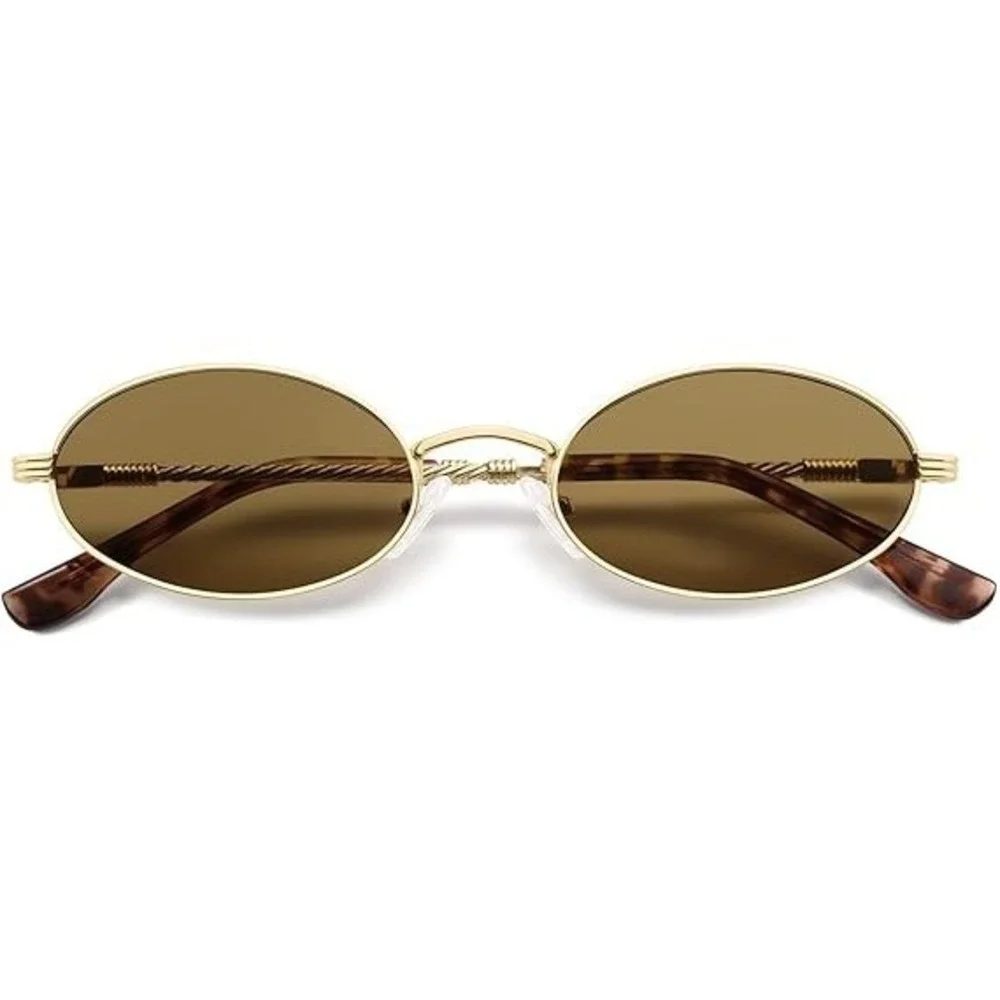 Appassal AP3721 Gold Tone Retro Oval Cat Eye Sunglasses for Women Y2k Trendy Na